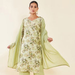 Green Embroidered Unstitched Dress Material