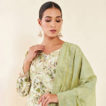 Green Embroidered Unstitched Dress Material