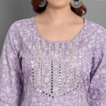 Women Purple Mirror Work Kurta with Trousers & Dupatta